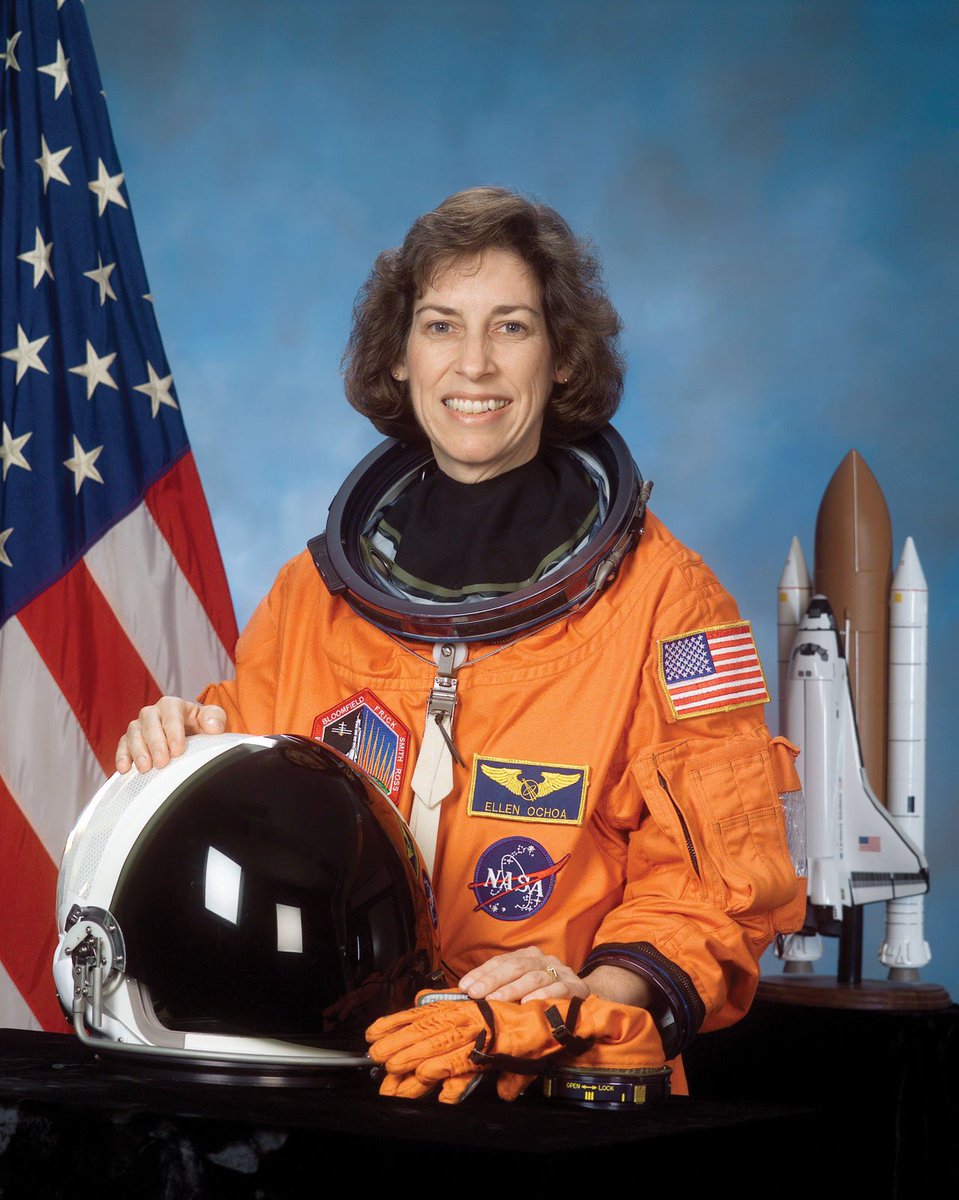 Starting off with...Ellen Ochoa - on April 8, 1993, she became the first Hispanic woman in the WORLD to go to space. In 2013, she became the 1st Hispanic director of the Johnson space center in Houston, Texas