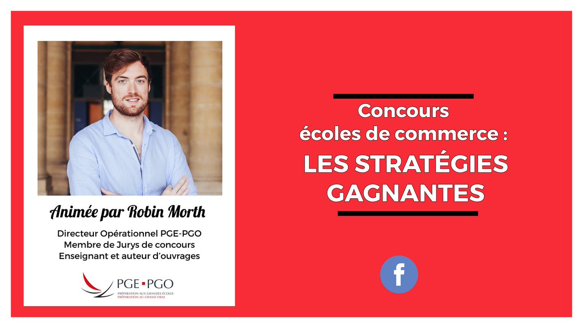 [#SAVETHEDATE J-7] Vous souhaitez préparer les concours des écoles de commerce ? 
@RobinMorth, Directeur opérationnel de PGE-PGO, vous donne les clés pour briller aux concours ! #preparation #Concours #ecolesdecommerce bit.ly/2lRpIvg