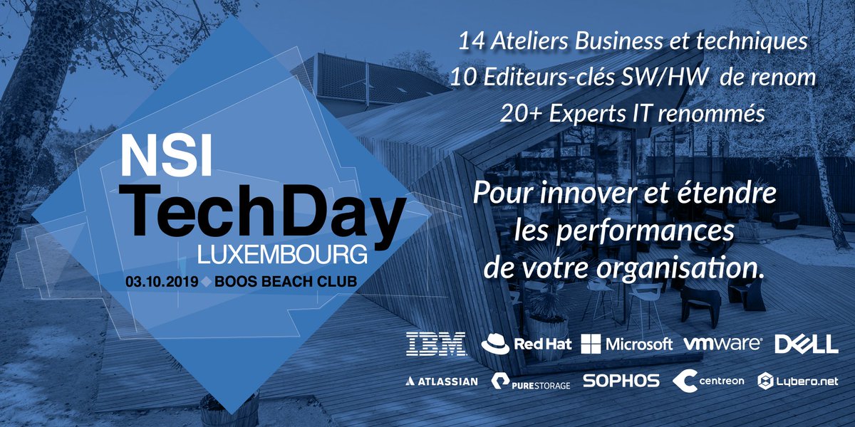 Pixelixir's tweet image. NSI Techday, le nouveau rendez-vous incontournable des CxO et IT Managers au Luxembourg ! Retrouvez-nous, ce 03.10.2019 à Bridel, pour une journée de workshops sur les thèmes de l’innovation et de la performance suivie d’une soirée de Networking. bit.ly/2lXVB5a