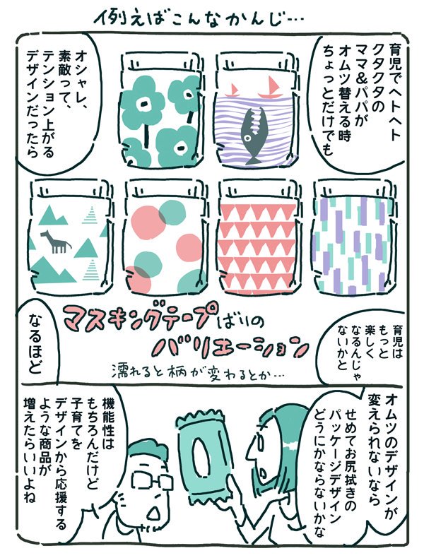 ついでだから、これも貼っとこう。

【紙オムツがオシャレになったら育児がハッピーになると思う】  

紙おむつのサイズ表記

M‼️とか　L‼️とか

もっとデカデカと表記してほしい。… 