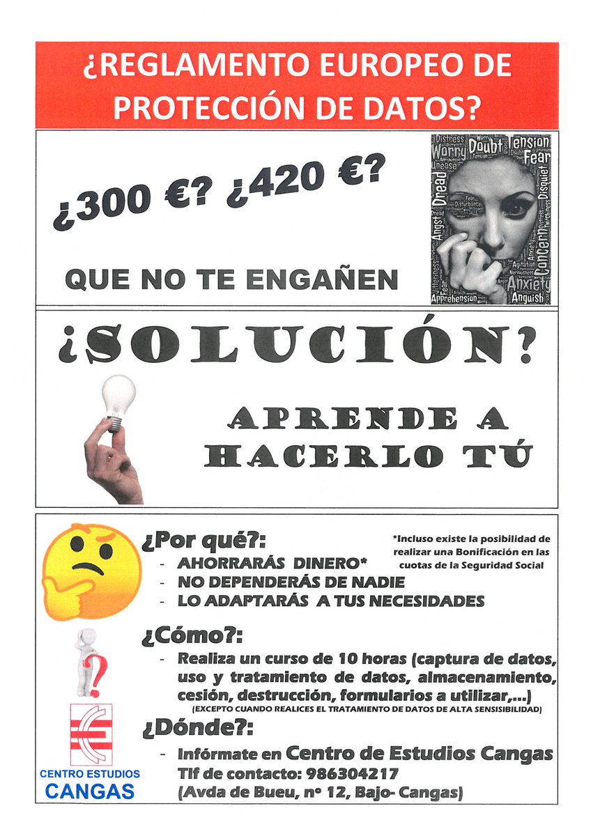 CECangas's tweet photo. REGLAMENTO EUROPEO DE PROTECCIÓN DE DATOS @CECangas https://t.co/Y7kJrW6Re9