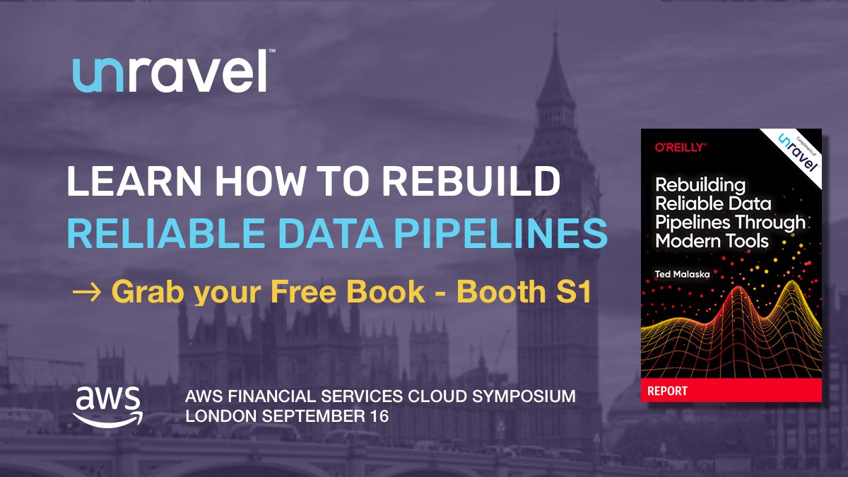 unraveldata's tweet photo. Grab your free @OReillyMedia book on Rebuilding Reliable #DataPipelines Through Modern Tools at the #AWSFSI AWS Financial Services Cloud Symposium 
@AWS_UKI @awscloud https://t.co/IPlfBFevhu