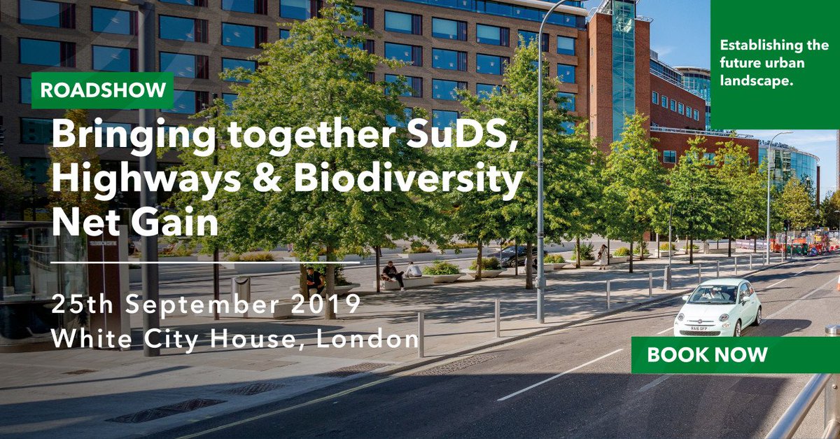 Just over a week to go before our next roadshow event held at White City in Hammersmith London on the 25th September 2019.

Discussing SuDS, Highways and Biodiversity with, talks from industry specialists. Limited spaces remaining - book now! bit.ly/2Z8Vl6f