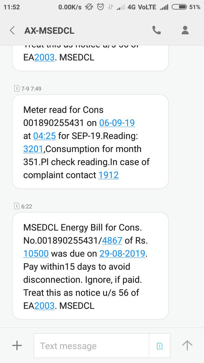 chetannaik_v's tweet photo. @sevasaivirar @achole4867 @cekalyan @CMDMSEDCL @MSEDCL @CMOMaharashtra @PMOIndia @narendramodi @sk631970 @Dev_Fadnavis Mseb installed new meter in dec2018&amp; didn't took readings for 6months and sent me bill of 6months in single month without spreading of units equally over 6months with excess amount of Rs.10500 &amp;this amount reflecting in bill for past 4months...1/2 https://t.co/kpli67lsKo