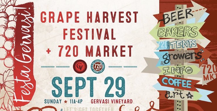 Get ready 🍷🌽🌮☕️ SEPT 29 720 Market + FestaGervasi @GervasiVineyard 
#720MKT shopping /#foodtrucks / free #familyfun / #wineslushies / more!