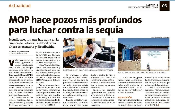 MOPValparaiso's tweet photo. #Hoy en @laestrellavalpo seremi @Raul_Fuhrer cuenta como se está trabajando para palear la sequía que afecta a nuestra región
https://t.co/EO5hVJre8D
#ChileEnMarcha https://t.co/epa03vTOUe