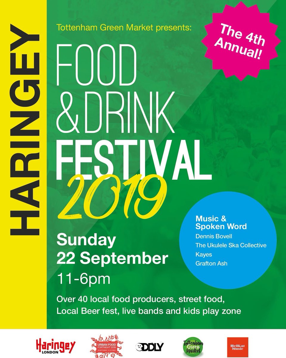 LONDON! We'll be performing at Haringey Food and Drink Festival 2019 this Sunday! Come down and grab some amazing street food and a pint 🍻. 3 ciders for us, if you're asking?! <a href="/HaringeyFestN15/">Haringey Food and Drink Festival 2019</a>