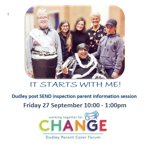 dudleymbc's tweet photo. Are you a parent or carer of a child with special educational needs and disabilities (SEND)?
Come along to @DWTFC event on 27 Sept: It Starts With Me! Dudley post SEND inspection parent information session https://t.co/pDv1UyoXJv https://t.co/wgWzL8OCsS