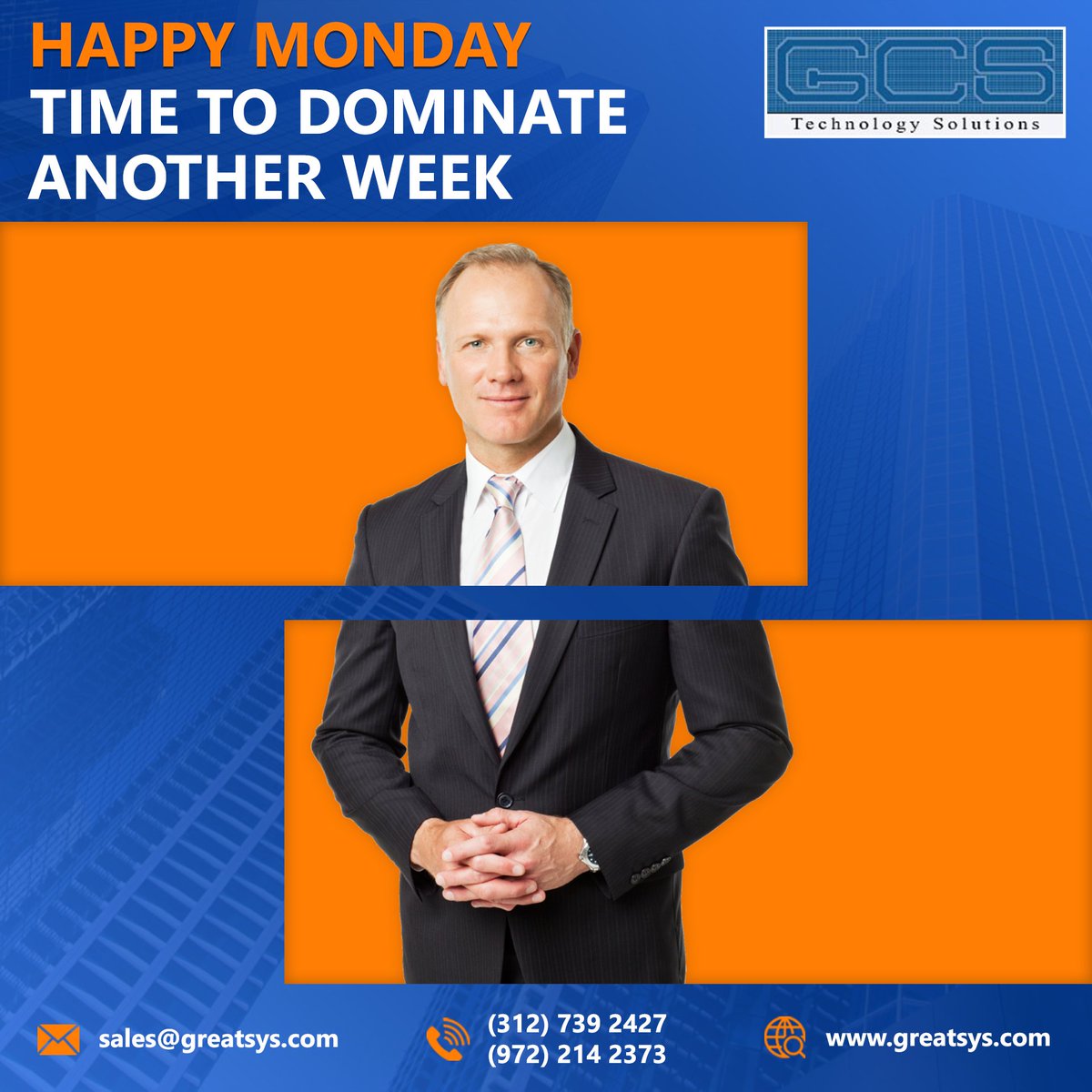 GCS Inc (@gcs247) on Twitter photo Time To Dominate Another Week
Happy Monday
#networkassesment #managedservices #GCS #databackup #datarecovery #MondayMotivation
Visit us: greatsys.com
Write us: sales@greatsys.com
Call us: (847) 763 0763
Chicago: (312) 739 2427
Dallas: (972) 214 2373 Time To Dominate Another Week
Happy Monday
#networkassesment #managedservices #GCS #databackup #datarecovery #MondayMotivation
Visit us: greatsys.com
Write us: sales@greatsys.com
Call us: (847) 763 0763
Chicago: (312) 739 2427
Dallas: (972) 214 2373