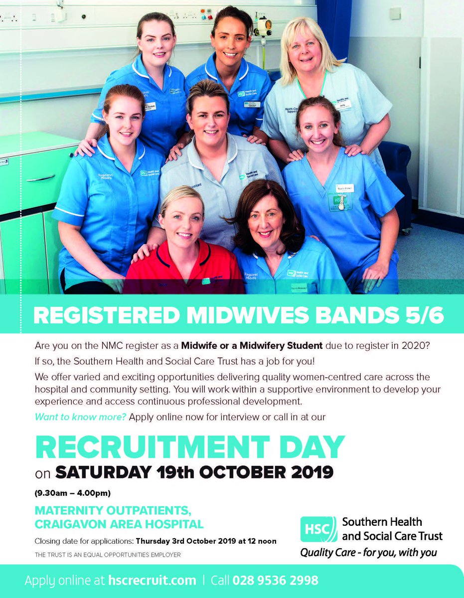 Southern Trust (@southernhsct) on Twitter photo 📣 CALLING ALL MIDWIVES 📣
🤩 We are currently recruiting band 5&6 Midwives 🤩
✔️ Apply Now: bit.ly/SHSCTmidwife
<a href="/QUBSONM/">QUBNursing&Midwifery</a> <a href="/UlsterUni/">Ulster University</a> <a href="/QUBMidwiferySoc/">QUB Midwifery Society</a> <a href="/MidwivesRCM/">Royal College of Midwives 💙</a> 📣 CALLING ALL MIDWIVES 📣
🤩 We are currently recruiting band 5&6 Midwives 🤩
✔️ Apply Now: bit.ly/SHSCTmidwife
<a href="/QUBSONM/">QUBNursing&Midwifery</a> <a href="/UlsterUni/">Ulster University</a> <a href="/QUBMidwiferySoc/">QUB Midwifery Society</a> <a href="/MidwivesRCM/">Royal College of Midwives 💙</a>