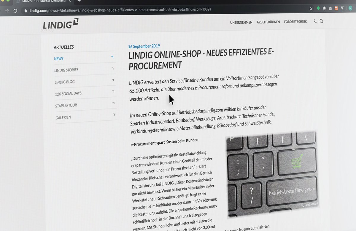 LINDG startet neuen Online-Shop (betriebsbedarf.lindig.com) und e-Procurement für über 65.000 Artikel - powered by Master PIM.

Hier gehts zum Artikel auf lindig.com:
lindig.com/news/-/detail/…

#pim #masterpim #lindig #ecommerce #digitalization #productdata #eprocurement
