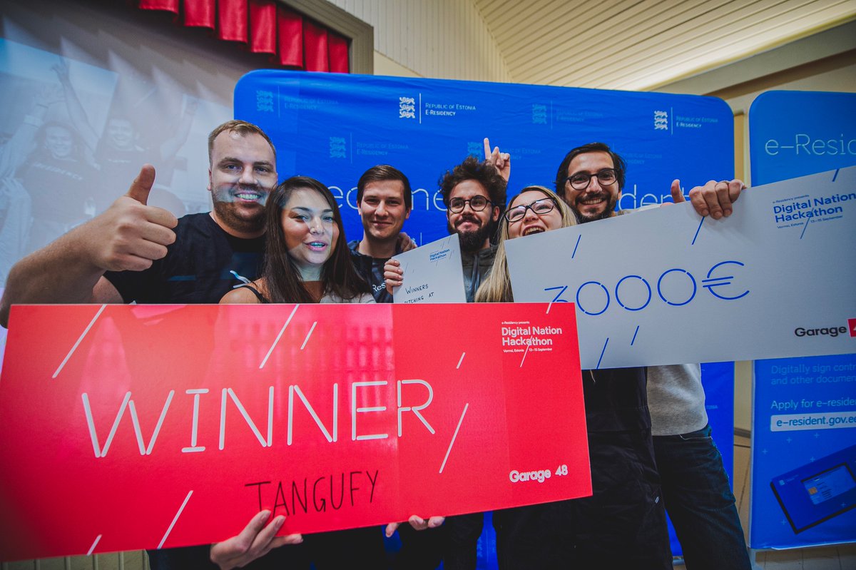 e_Residents's tweet photo. #Digital #Nation #Hackathon: #Vormsi 2.0 is done! The winner is #Tangufy🎉and the idea is that #eresidents can use their ID-card as a physical and #digital loyalty card for both private and #business expenses. Good luck, Tangufy! 🏆 https://t.co/synVnIEH3m