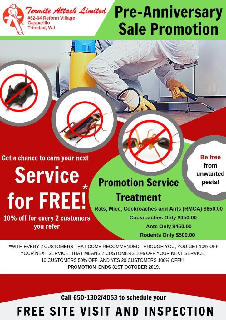 CavelleJoseph's tweet image. Book your appointment now!!! #TermiteAttack pre anniversary promotion is on.
