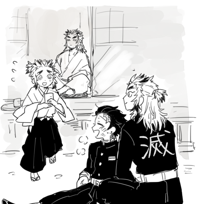 こういう…こういう感じの煉獄さんと炭治郎くんが見たかったなぁという落描きです 