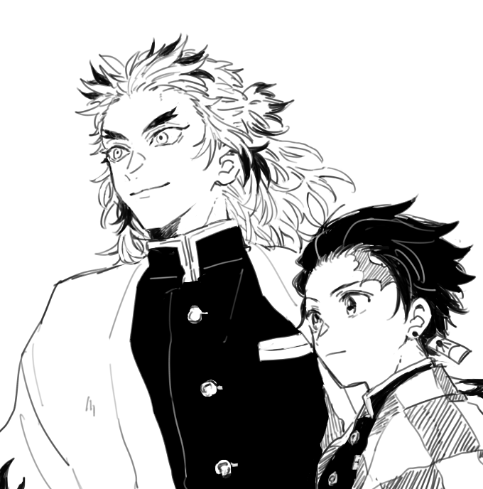 こういう…こういう感じの煉獄さんと炭治郎くんが見たかったなぁという落描きです 