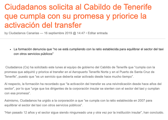CsCanarias's tweet photo. 🆕@Cs_Tenerife  denuncia que “no se está cumpliendo con la ratio establecida para equilibrar el sector del taxi con otros servicios públicos” 
🗣️leer más👇
https://t.co/XQUNyIT5e2 https://t.co/cQggT78jGw