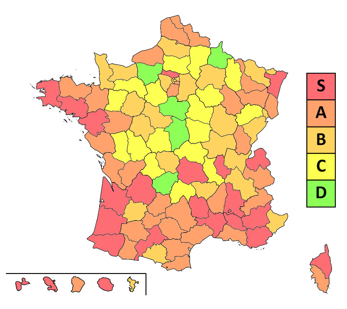 remjln's tweet photo. La tier list des départements français selon @MrAntoineDaniel, sous forme de carte https://t.co/9WxLRiJ6mD
