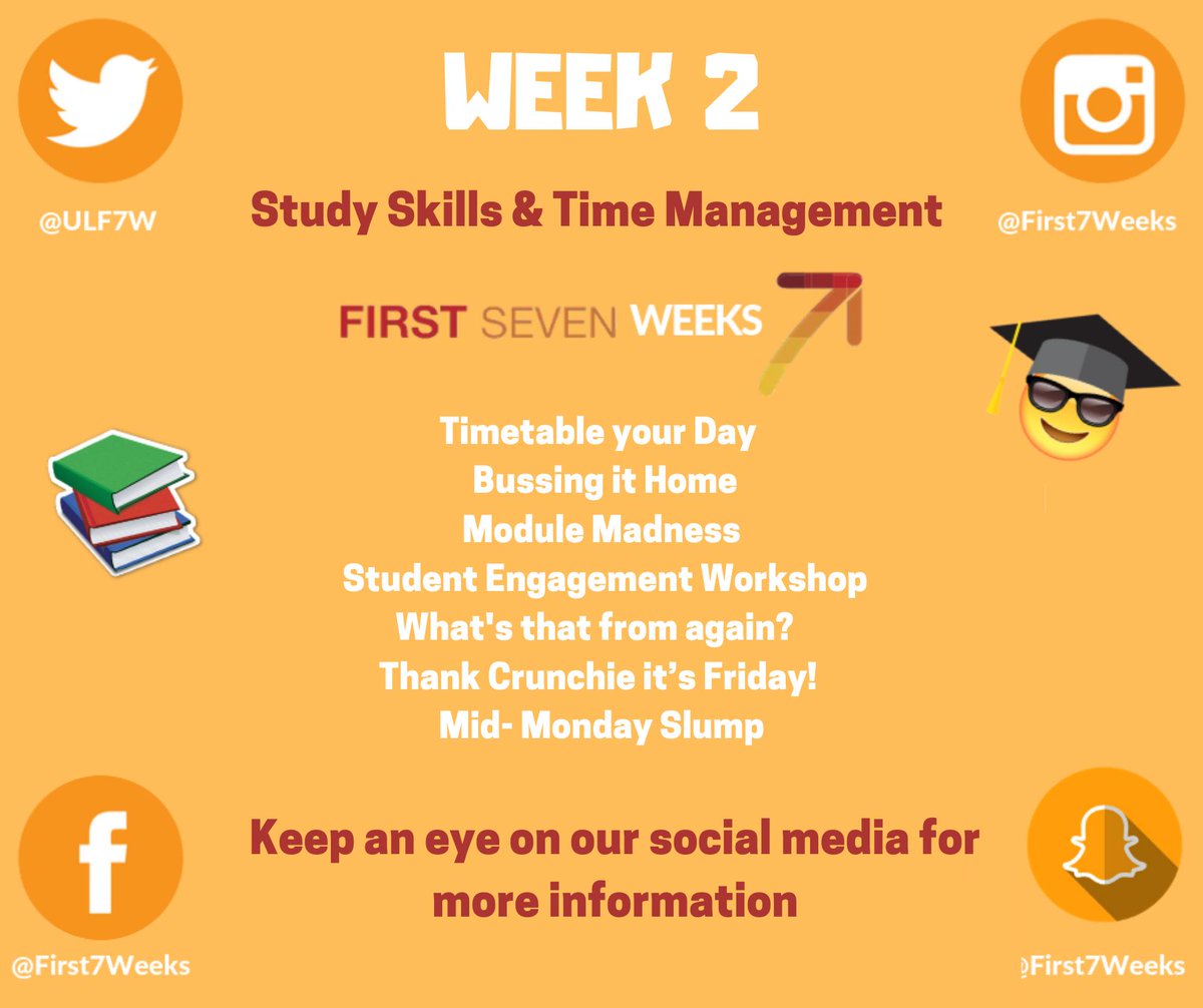 NursingMid_UL's tweet photo. The theme for this week’s activities in the First Seven Weeks programme is Study Skills and Time Management. Please participate and give feedback where necessary. #study #FirstSevenWeeks https://t.co/EGayxRdsKN