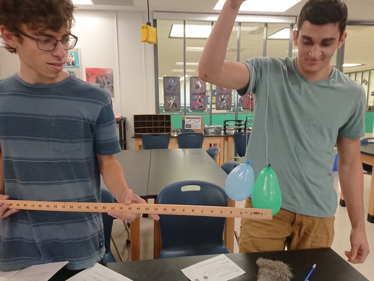 DrSwisherACC's tweet photo. Can you figure out how many electrons are on a balloon?

#physicsclass #staticelectricity #ACCisawesome #arlingtontech #coulombslaw https://t.co/WateFlKD27