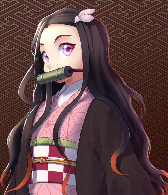 らいじんさんがTwitterに投稿した竈門禰豆子(鬼滅の刃)のイラスト。