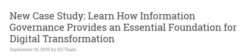 An integrated approach to #infogov is essential to digital transformation. Download our new Snapshot to find out why. buff.ly/2H5LfrU