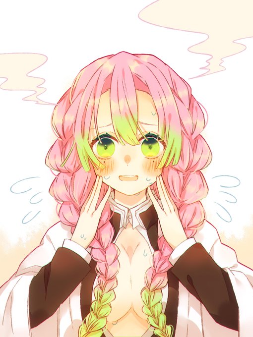 ましゅさんがTwitterに投稿した甘露寺蜜璃(鬼滅の刃)のイラスト。