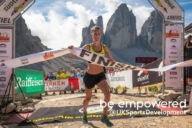 SportsTalentLab's tweet photo. World mountain running medallist Sarah Tunstall (Kendal) won the penultimate stage of the World Mountain Running World Cup in the Dolomite's with a fantastic performance over the 17 kilometre course with 1300 meters of uphill climbing.  

https://t.co/Oy1BQChqLr https://t.co/5qab30CbnF
