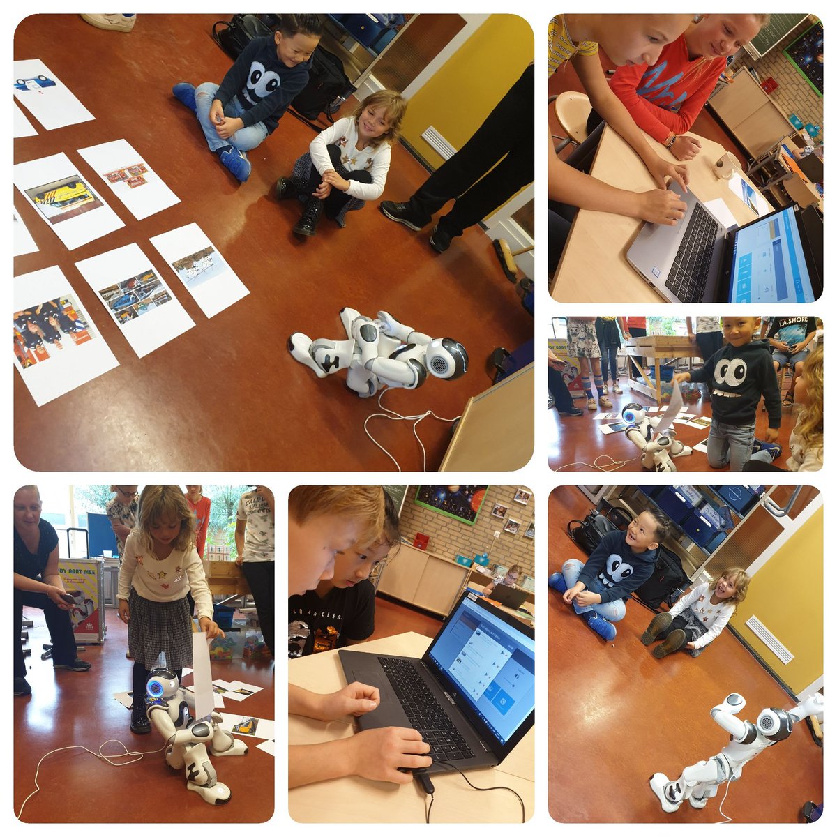 kimmies1979's tweet image. Testdag!  Kinderen van de plusklas testen hun lessen over #voertuigen #kinderboekenweek  met enthousiaste kleuters en hebben leermomenten mbt feedback geven en niveau 😊  #onderwijsrobot #programmeren met taal💝 @trudoschool @CindyRaaij @QliQ_PO @gemeenteHelmond