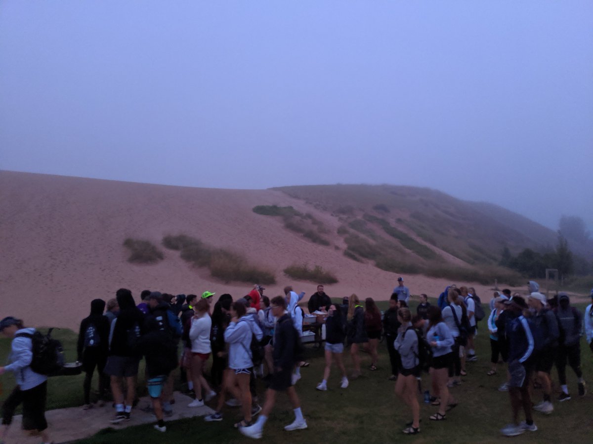 SmellyRebel's tweet image. It's a foggy morning on the Sleeping Bear Dunes. #prinprogress #SeniorRetreat