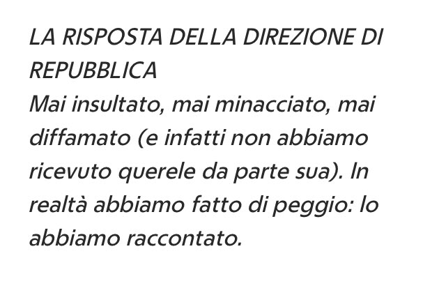 il_pucciarelli's tweet photo. La direzione di ⁦@repubblica⁩ risponde a Salvini: cinque righe, facili facili, non c’è mica bisogno di sproloquiare. Incarta e porta a casa https://t.co/Be7194TDZw