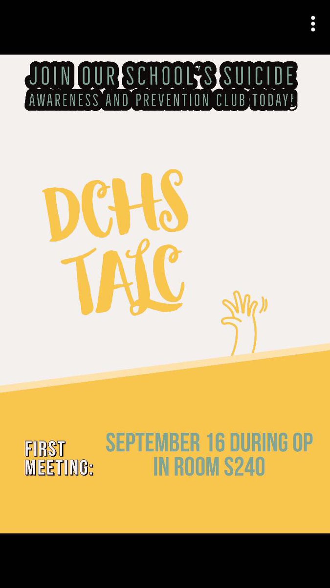 DCHS T.A.L.C (@dchs_talc) on Twitter photo As Yellow Ribbon Weeek concludes our year starts! See you today at our first meeting!! As Yellow Ribbon Weeek concludes our year starts! See you today at our first meeting!!