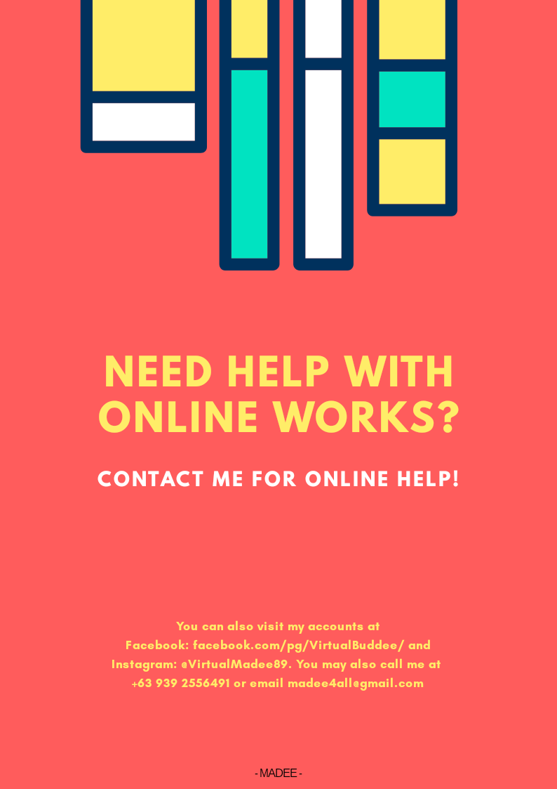 VirtualMadee's tweet photo. Unsure of doing online jobs? Why work on your own if its so much better having Virtual Buddee? Contact me for a better outcome.

#onlinejobs
#onlineworks
#dontdoitalone
#youneedmadee
#virtualbuddee https://t.co/9jTtYhcwZk
