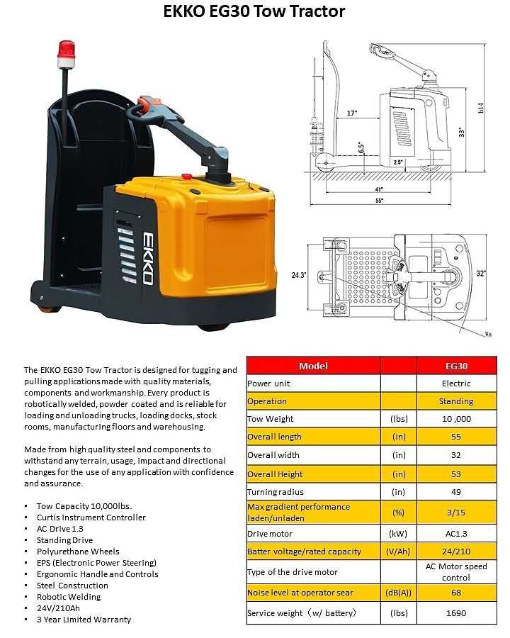 EKKOlifts's tweet photo. Looking for a tow tractor with 10k lb. capacity? Give us a shout for your local dealer. (877)232-6517 info@ekkolifts.com https://t.co/WHEJyJzWDt #EG30 #towtractor #tuggers #counterbalancestackers #ekkolifts #ekko #forklift #lifttruck #forklifts #lifttrucks #materialhandling https://t.co/bYRT4dZO01
