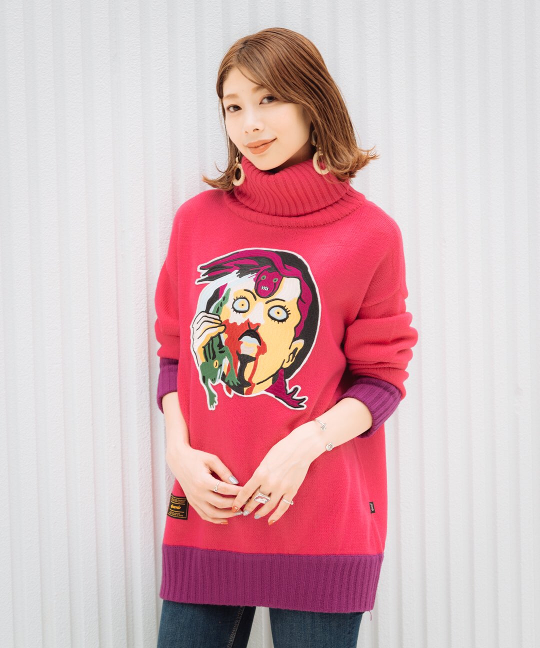 ジョジョの奇妙な冒険 glamb コラボ ニットセーター ハイネックニット