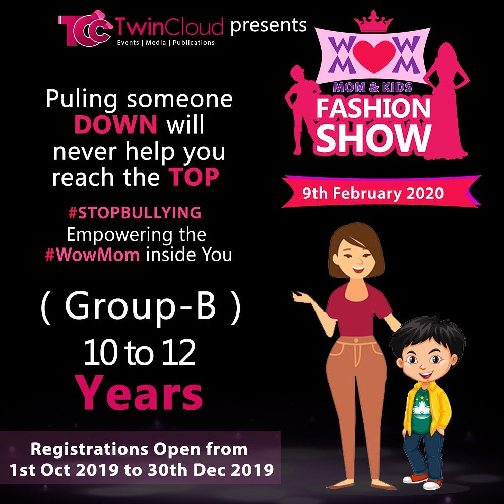 twincloudC's tweet photo. Pulling someone down will never help you reach the top. Stop bullying! Empower the wow mom inside you. Twin cloud creations invites you all to the wow mom mom and kids fashion show. Come join us for this spectacular show
#twincloud #creations #wowmom #mom #kids https://t.co/64CE4w2TjH