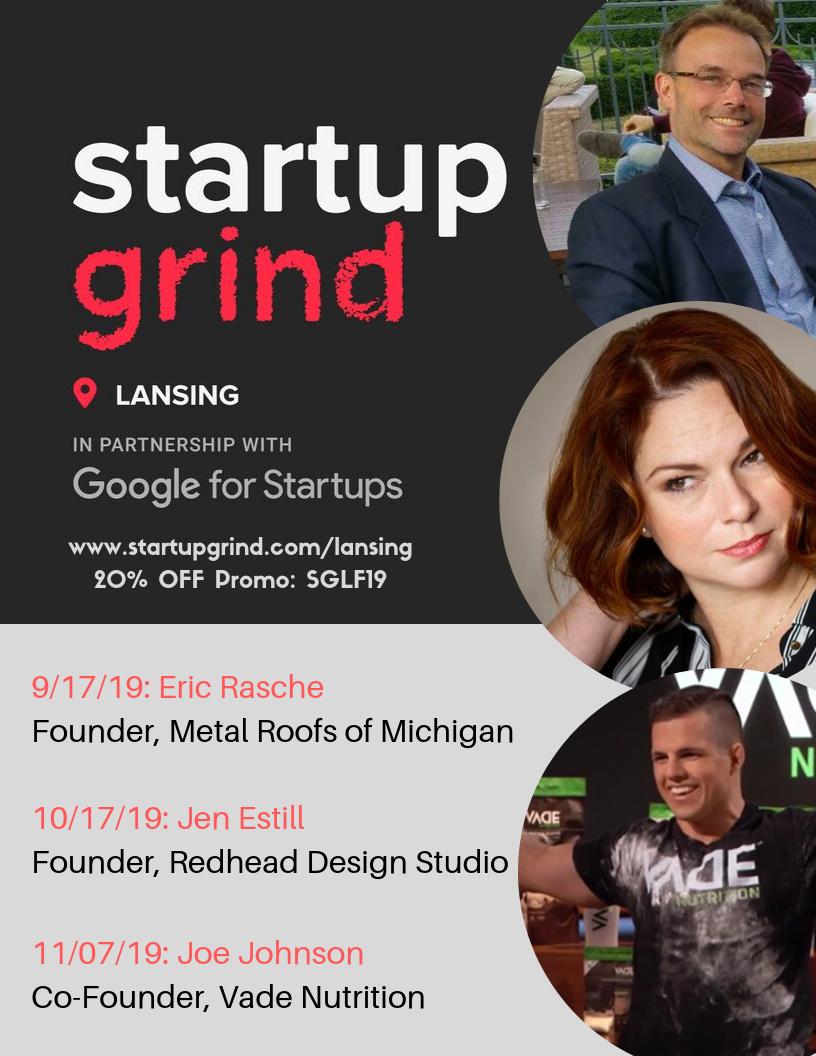 Awesome lineup for this fall's <a href="/sglansing/">Startup Grind Lansing</a> Fireside Chats! We're especially excited to see <a href="/VADENUTRITION/">VADE Nutrition</a>, which was part of <a href="/LansingProto/">Proto Accelerator</a>'s first physical products program. VADE also appeared on <a href="/ABCsharktank/">Shark Tank</a>, taking home a $700,000 investment from Mark Cuban &amp; Aaron Rodriguez!