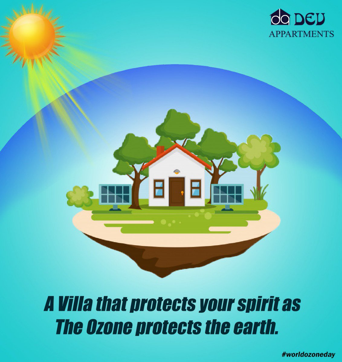 DAppartments's tweet photo. Dev Appartments ensures the safety of our ecosystem throughout every construction. Let's take a pledge to protect Ozone from getting affected. #WorldOzoneDay #OzoneLayer https://t.co/5DBBzeRhFn