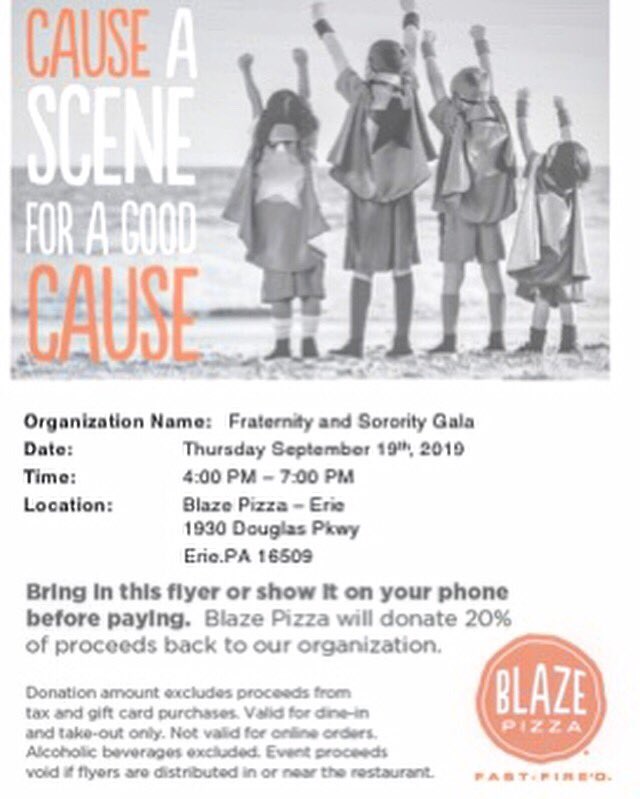 Blaze pizza fundraiser!!! We know you want a pizza that! 😋 Stop by Blaze from 4-7 pm this Thursday the 19th!