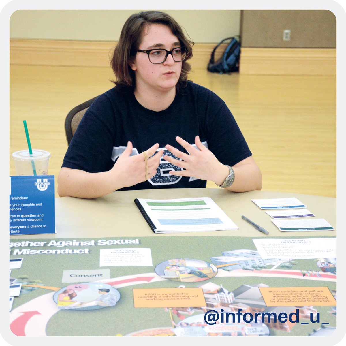 Informed_U_'s tweet photo. Student facilitators use their active listening skills and emotional intelligence to guide Informed-U sessions about preventing sexual violence on campus.
#campussafety #naspa #studentaffairs #nsvrc #bgsu #collegelife #preventsexualviolence https://t.co/9bkwUYaYtz