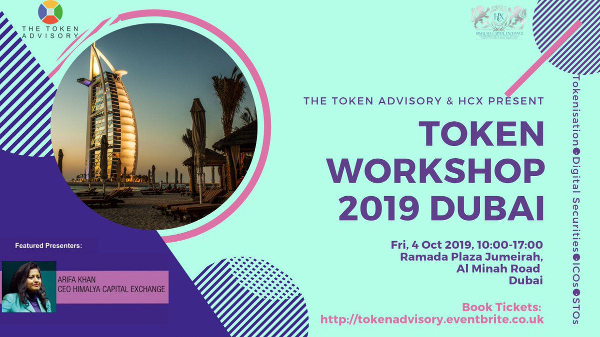 Join Us in our next Workshop at Dubai on 4 oct 2019: For Tickets:(link: tokenadvisory.eventbrite.co.uk) 
(in.explara.com/e/tokenworksho…) 
#blockchaintechnology  #altcoin #securitytokensummit
#stos #indianenterpreneur #dubai #finance  #fintech