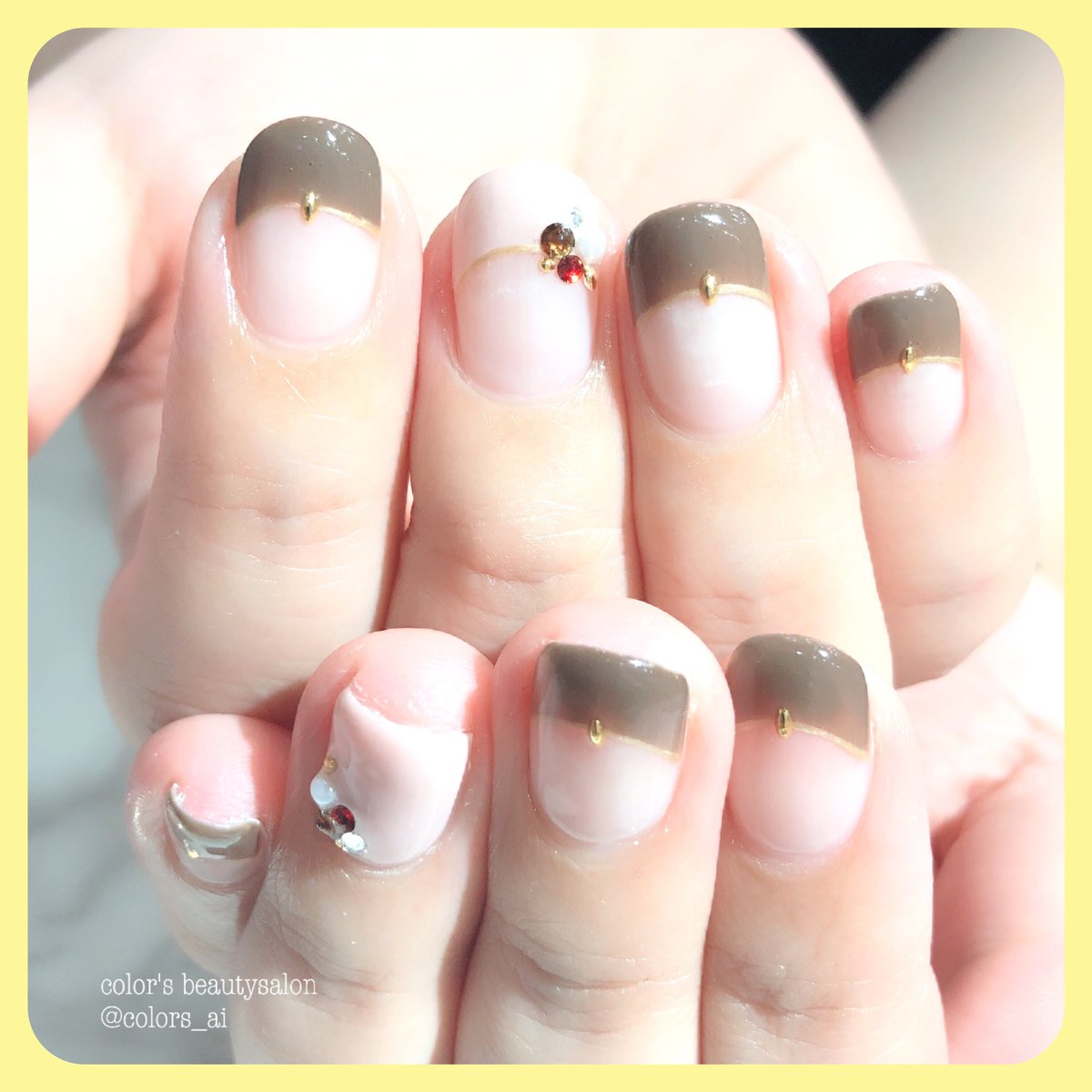 Color Sすずきあい على تويتر お客様ネイル チョコレートカラー