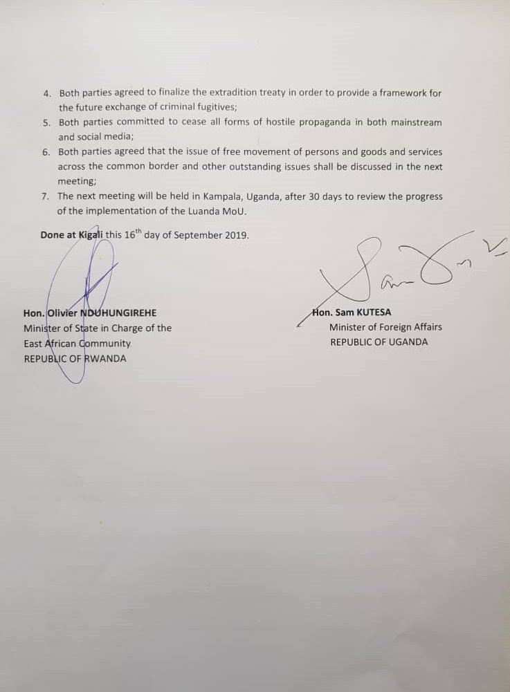 RwandaMFA's tweet image. COMMUNIQUE - The first meeting of the Ad-Hoc Commission on the implementation of the Luanda Memorandum of Understanding between #Rwanda and #Uganda concludes in Kigali.