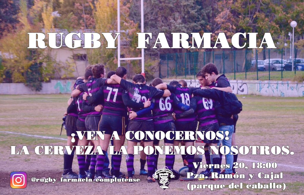 ⚠️‼️ PRUEBAS DE RUGBY MASCULINO

📍PARANINFO NORTE 
🏈 Martes 17/sept        ⏰ 12am
🏈 Jueves 19/sept        ⏰ 15h

🍺 TERCER TIEMPO ‘informativo’
🍻 Viernes 20/sept en la plaza del caballo de CIU