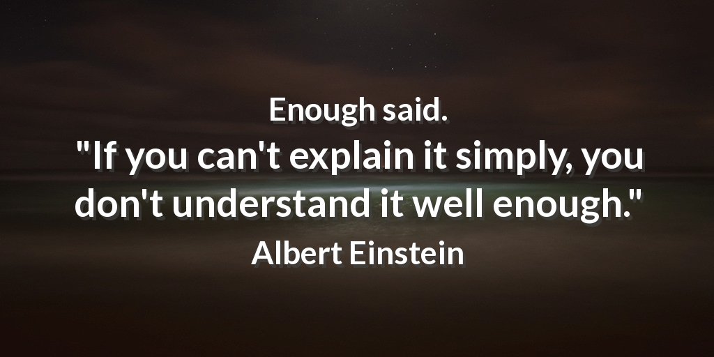 EvanKirstel's tweet photo. Enough said. "If you can't explain it simply, you don't understand it well enough." Albert Einstein #endurance https://t.co/jAipm2hRiW