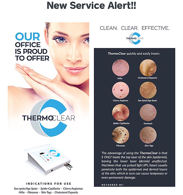 QueenCityBG's tweet photo. #ThermoClear can treat ALL skin types on epidermal skin imperfections such as #Spider #Capillaries, #Cherry #Angiomas(red #moles), #Milia, #Acne and #Skin Tags.  They also include #Sebaceous #Hyperplasia, #Fibromas, #Cholesterol #Deposits and #SunSpots / #AgeSpots. https://t.co/bxgm1nQzud