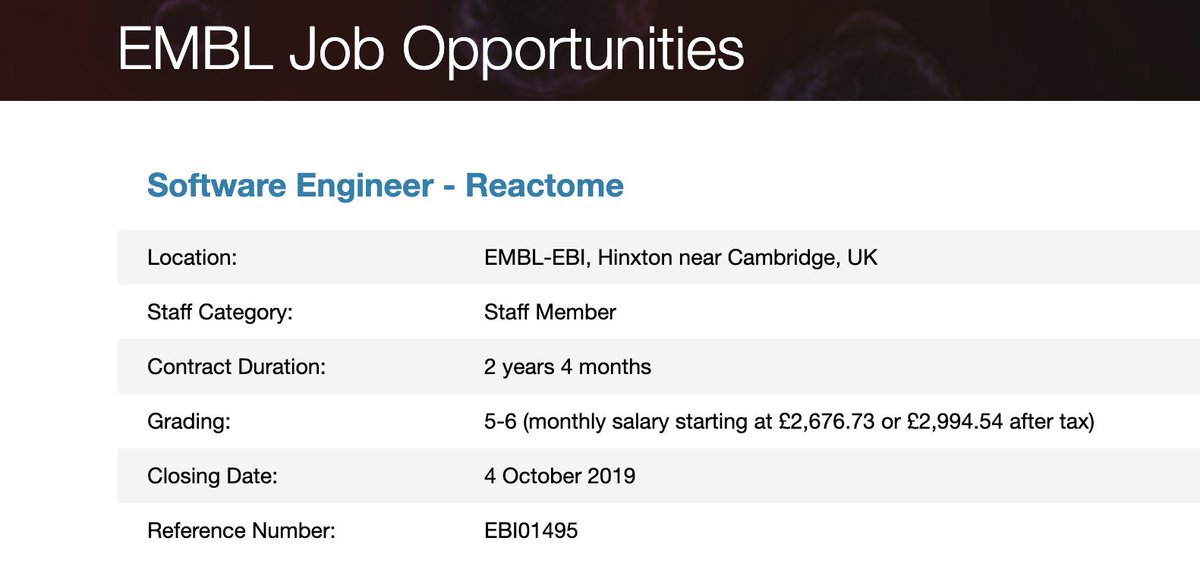 Looking for an enthusiastic #SoftwareEngineer to join our <a href="/reactome/">reactome</a> team and help us implement user-driven improvements to the Reactome data resource
 #fullstack #java embl.de/jobs/searchjob…