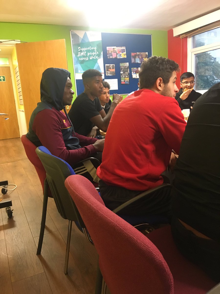 eystwales's tweet photo. Insightful conversations with young men from Cardiff this evening “We need relatable workers to talk to who know where we’re coming from” #Cardiff #youth #consultation #ResilienceProject #pizza https://t.co/qxCVLispiE