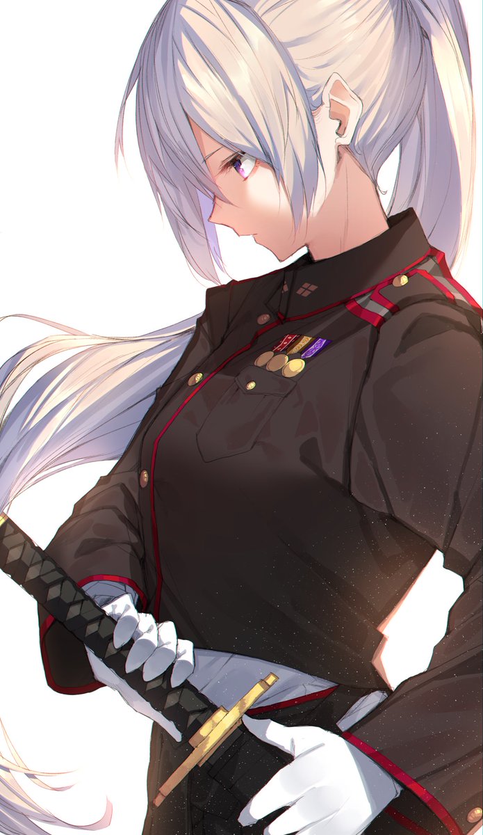 higuchi kaede 1girl weapon sword solo military gloves military uniform  illustration images