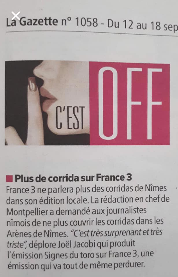 PartiAnimaliste's tweet photo. 🐃 @France3tv ne diffusera plus les corridas de Nîmes. La direction de la chaîne à demandé aux journalistes de ne plus les couvrir. Le Parti animaliste salue cette décision qui s'inscrit dans un contexte de rejet grandissant des pratiques liées à la souffrance animale. https://t.co/Qll0J1xyTX