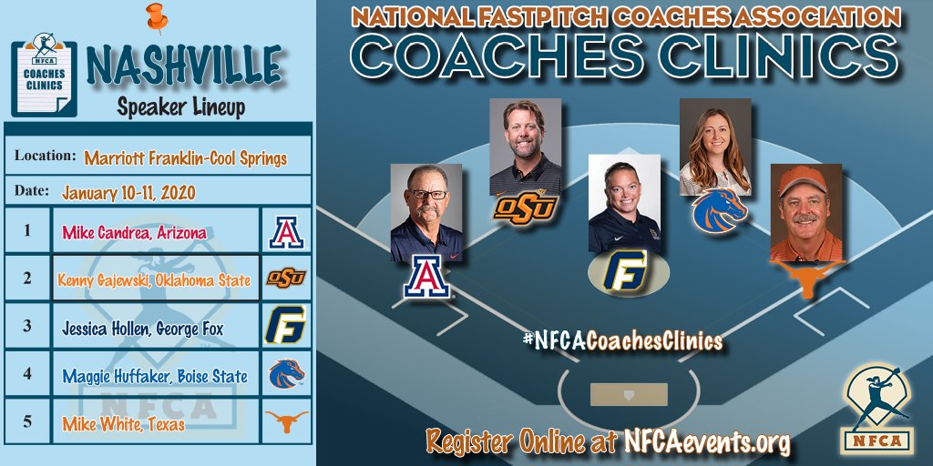 40 elite coaches are bringing you cutting-edge fastpitch education over two full days of non-stop learning and networking. Seven cities. Eight fully-loaded clinics. Speaker lineups are HERE: nfcaevents.org/coaches-clinic…
PRESS RELEASE: bit.ly/2mh5QBT
#NFCACoachesClinics